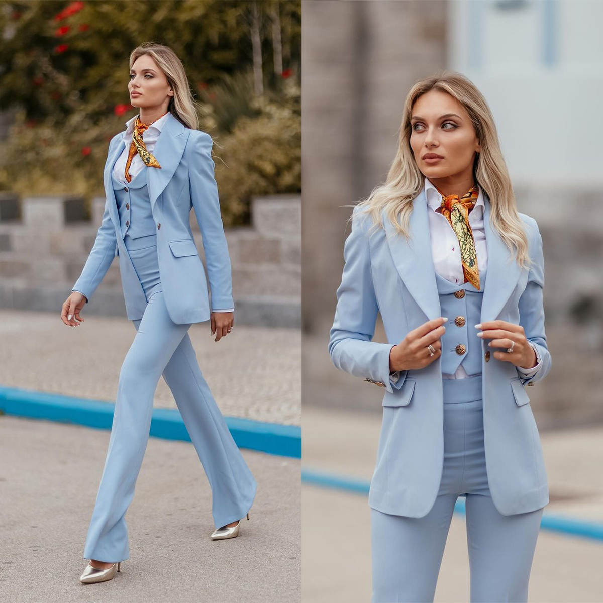 Women Formal Wear Tailor - Conjuntos Formais Femininos Azul Céu com