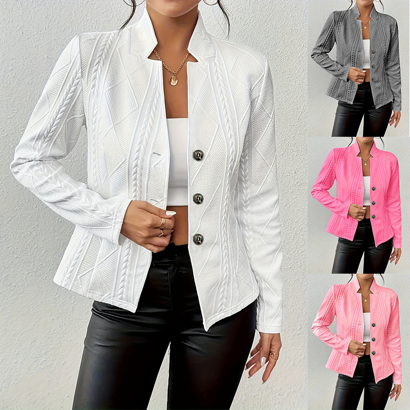 Women Formal Wear Stitching - Novo outono e inverno mulher texturizado