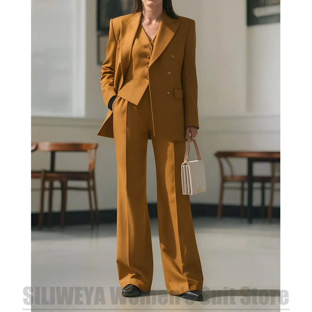 Women Formal Wear Tailor - Terno feminino 3 peças duplo breasted