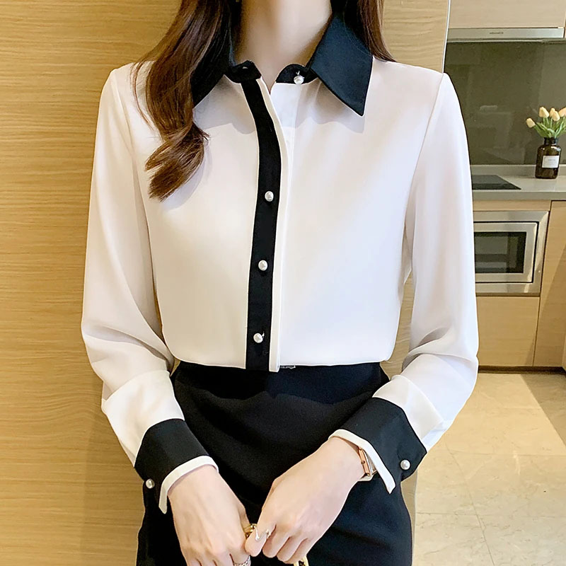 Women'S Formal Wear Suit - Camisa de chiffon branca para mulheres