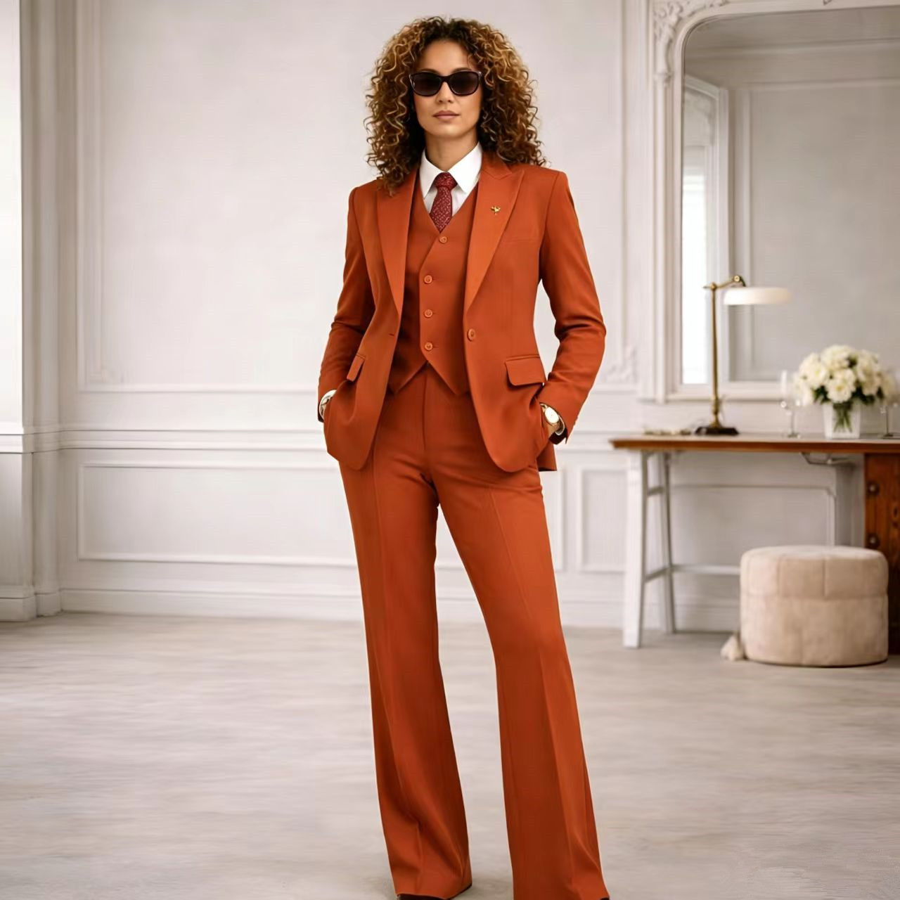 Women Formal Wear Tailor - Conjunto Feminino de 3 Peças Vintage