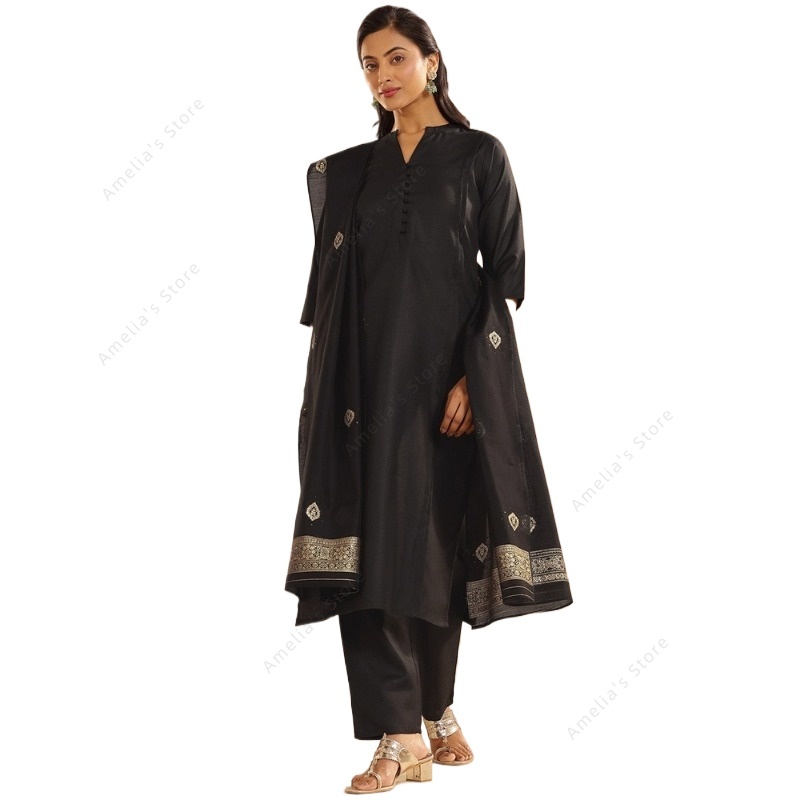 Women Formal Wear Ethnic - Conjunto de 3 Peças Feminino: Kurta,