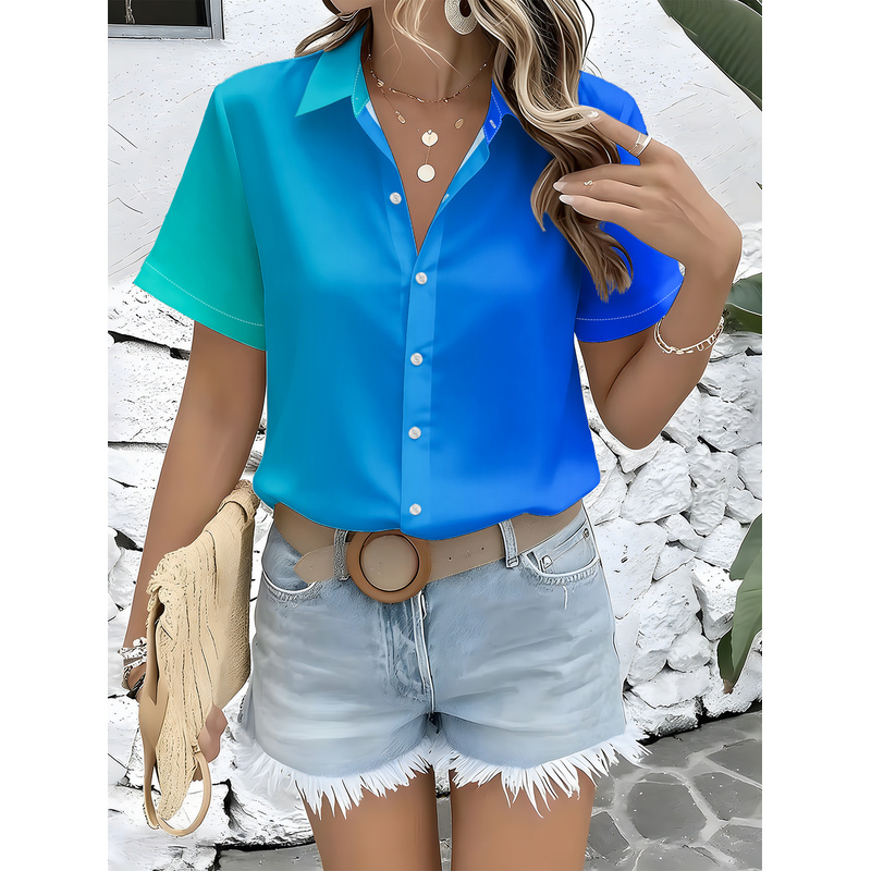 Camisa Feminina Casual de Mang - Women Formal Wear Stitching avaliação e preço