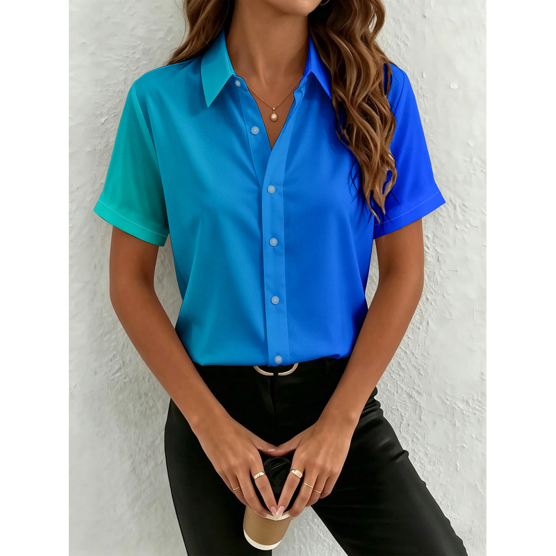 Camisa Feminina Casual de Mang - Women Formal Wear Stitching avaliação e preço
