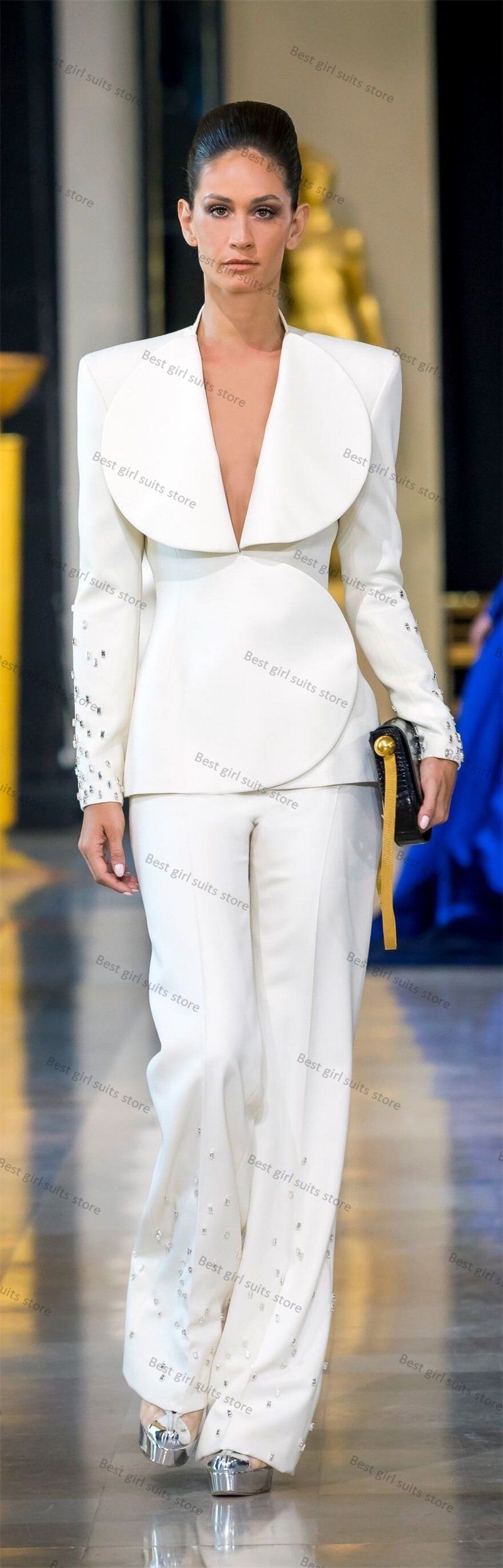 Blazer e calça de cristal eleg - Women Formal Wear Tailor avaliação e preço
