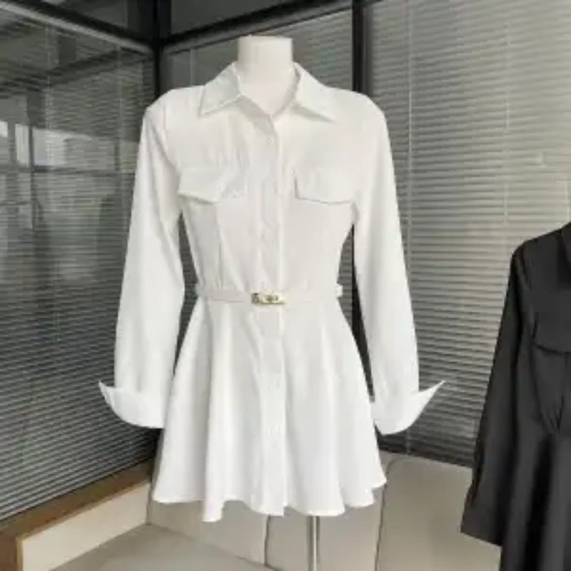 Vestido camisa preto feminino  - Women Formal Wear Stitching avaliação e preço