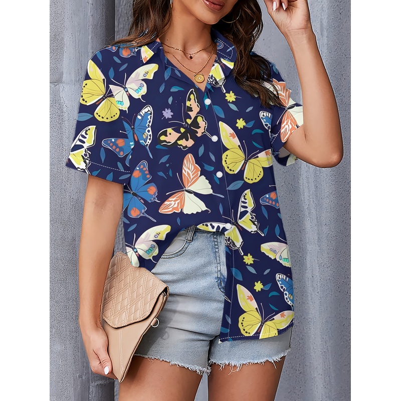 Camisa Feminina com Estampa de - Women Formal Wear Stitching avaliação e preço