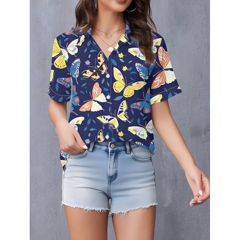 Camisa Feminina com Estampa de - Women Formal Wear Stitching avaliação e preço