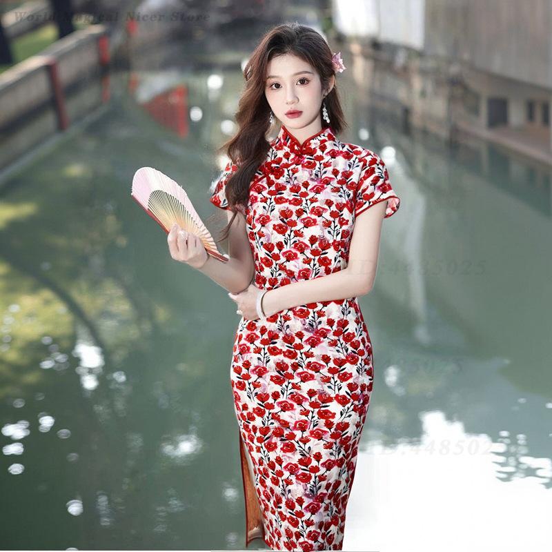 Novo Qipao Chinês Vintage Verm - Young Women'S Formal Wear avaliação e preço