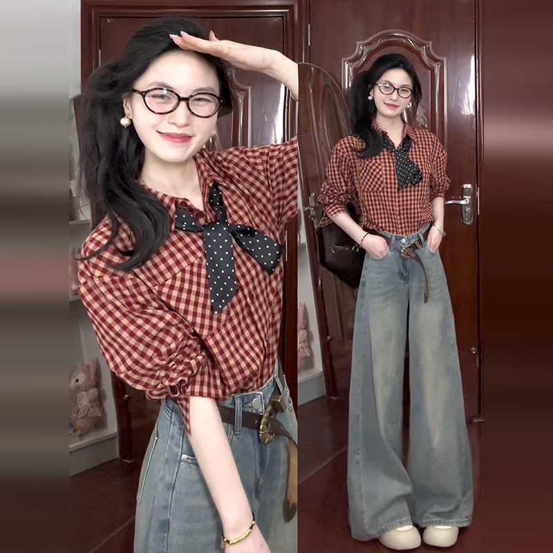 Camisa Xadrez Vermelha Vintage - Women Formal Blouses For Evening Wear avaliação e preço